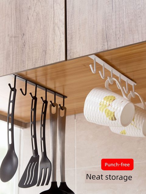 Home iron cabinet storage rack multi-function hook wardrobe tidy rack kitchen mark-free nail-free hook