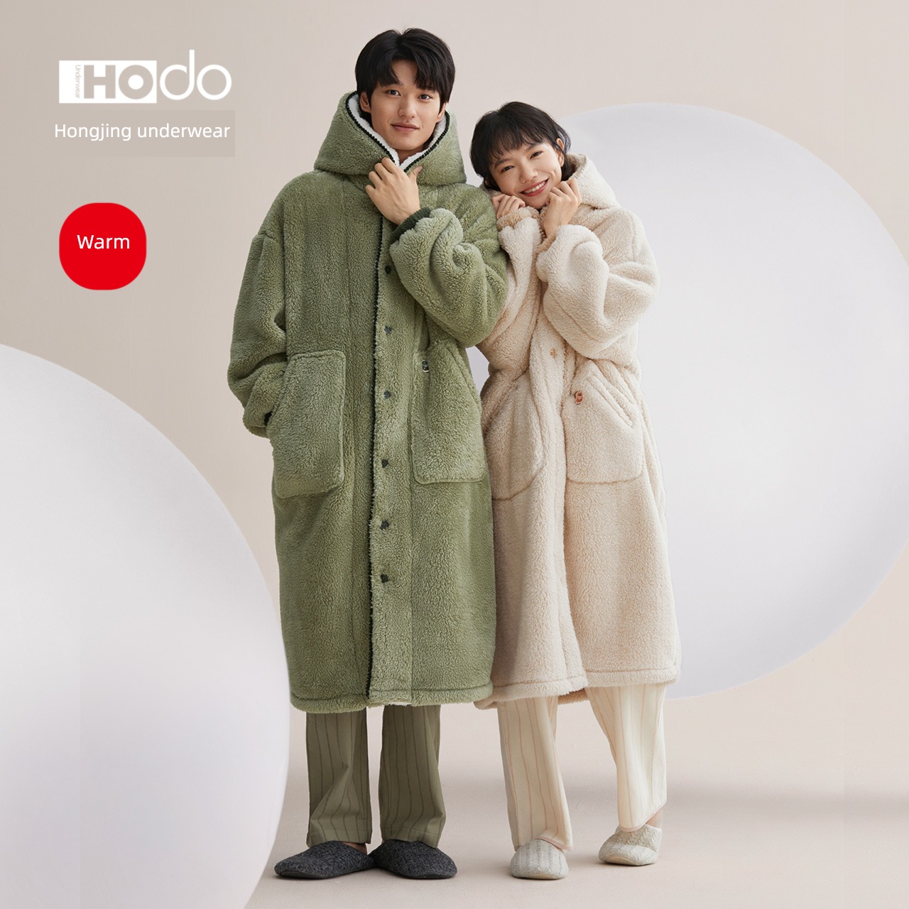 lovers man Hooded female Flannel new pattern Red bean