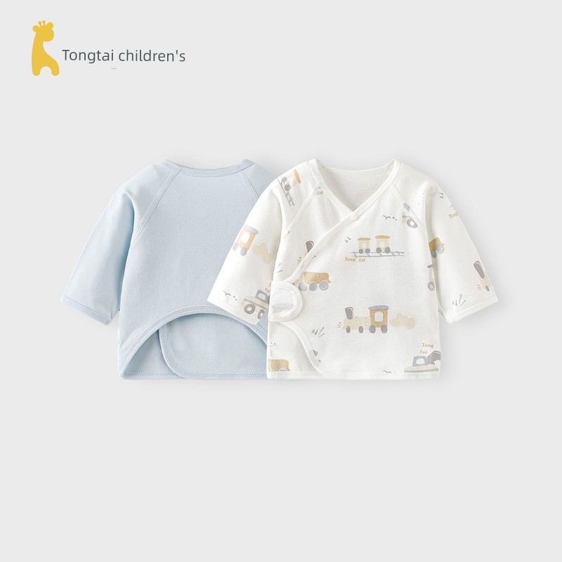 Tongtai Baby Half-Back Shirt, Spring and Autumn Pure Cotton Newborn Clothing, Monk-Style Outfit, Newborn Baby Belly-Protecting Top, Full-Month Outfit — 3