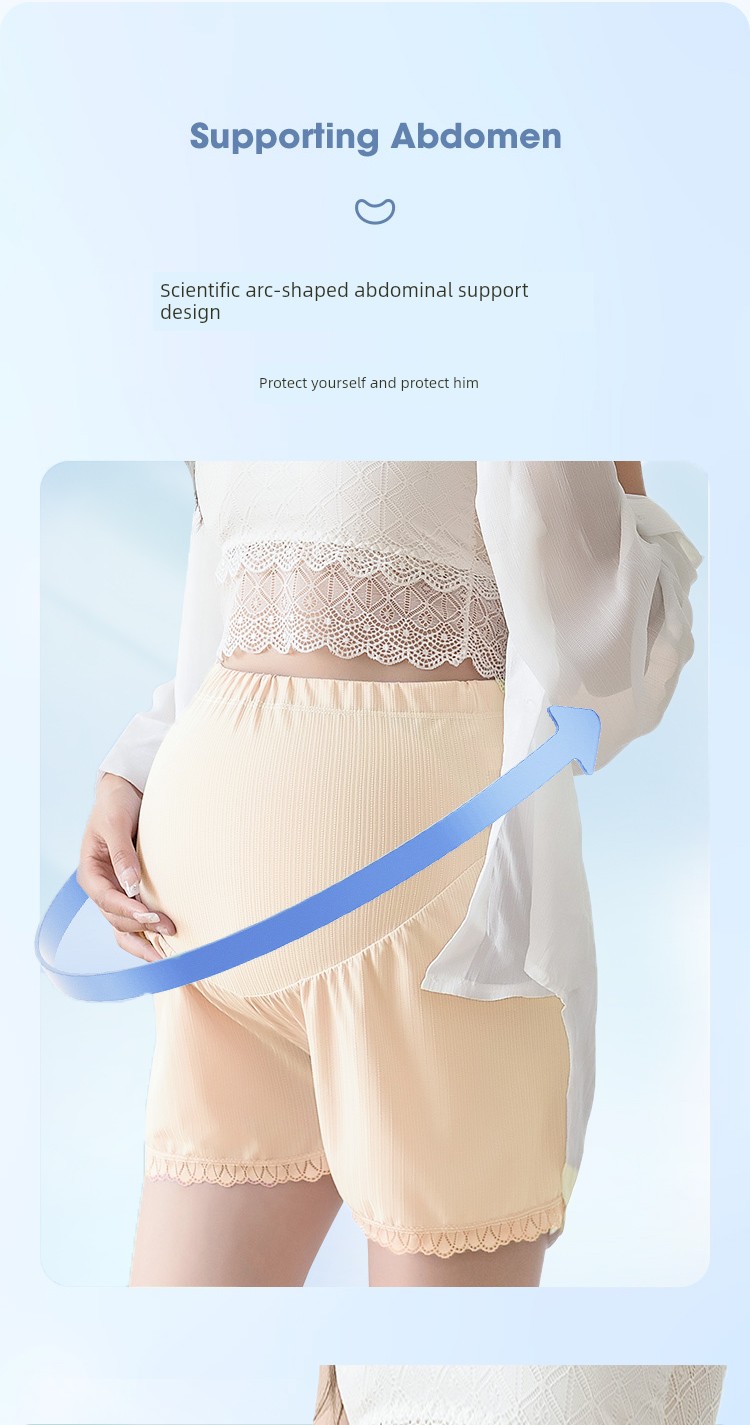 Jq Jingqi Maternity Safety Shorts Summer Thin Anti-Exposure Large Size Ice Silk Underwear Shorts for Pregnant Women Maternity Wear — 5