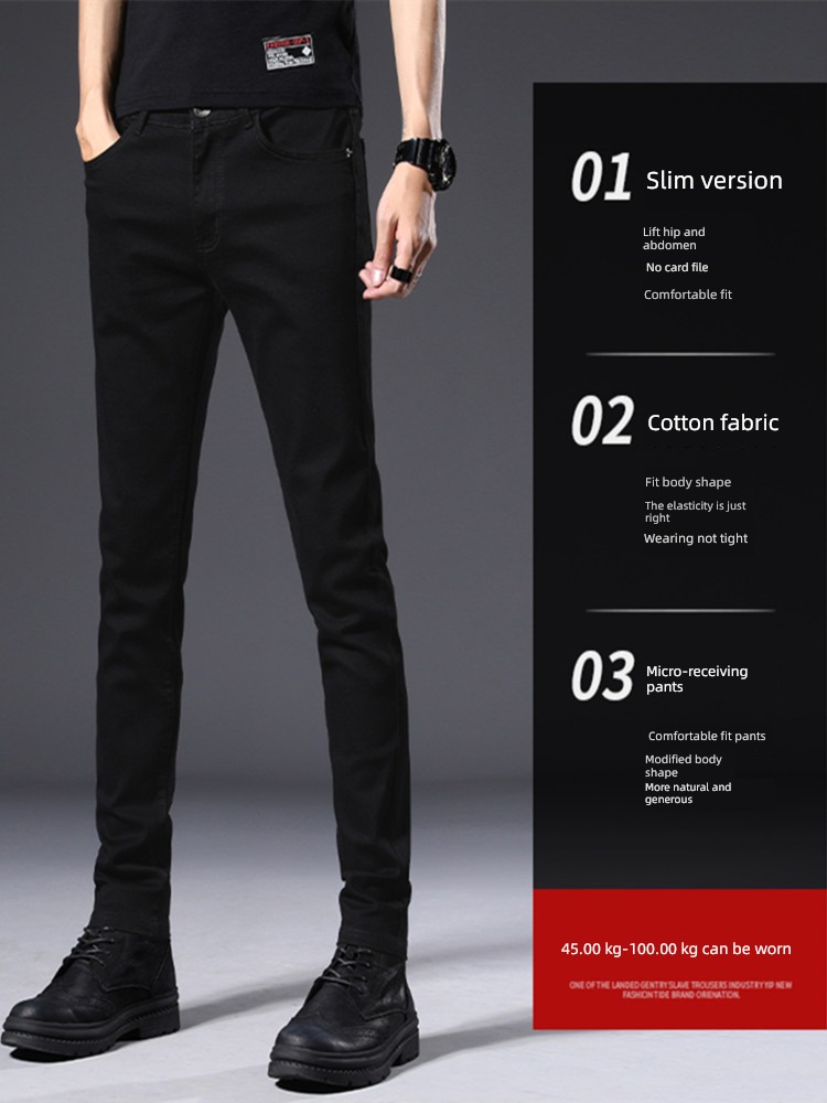 Chaopai black Little feet winter high-end Plush Jeans