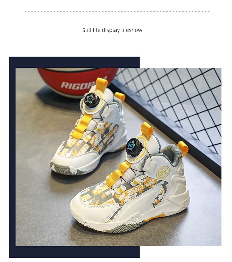 Kardin Boys' Shoes 2026 Spring and Autumn New Sports Casual Shoes Non-Slip Basketball Shoes for Older Children with Rotating Buckle — 10