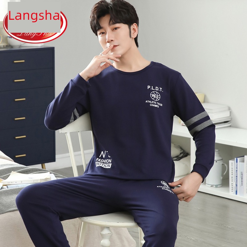 Ronsa man pure cotton Big size teenagers Autumn and winter pajamas