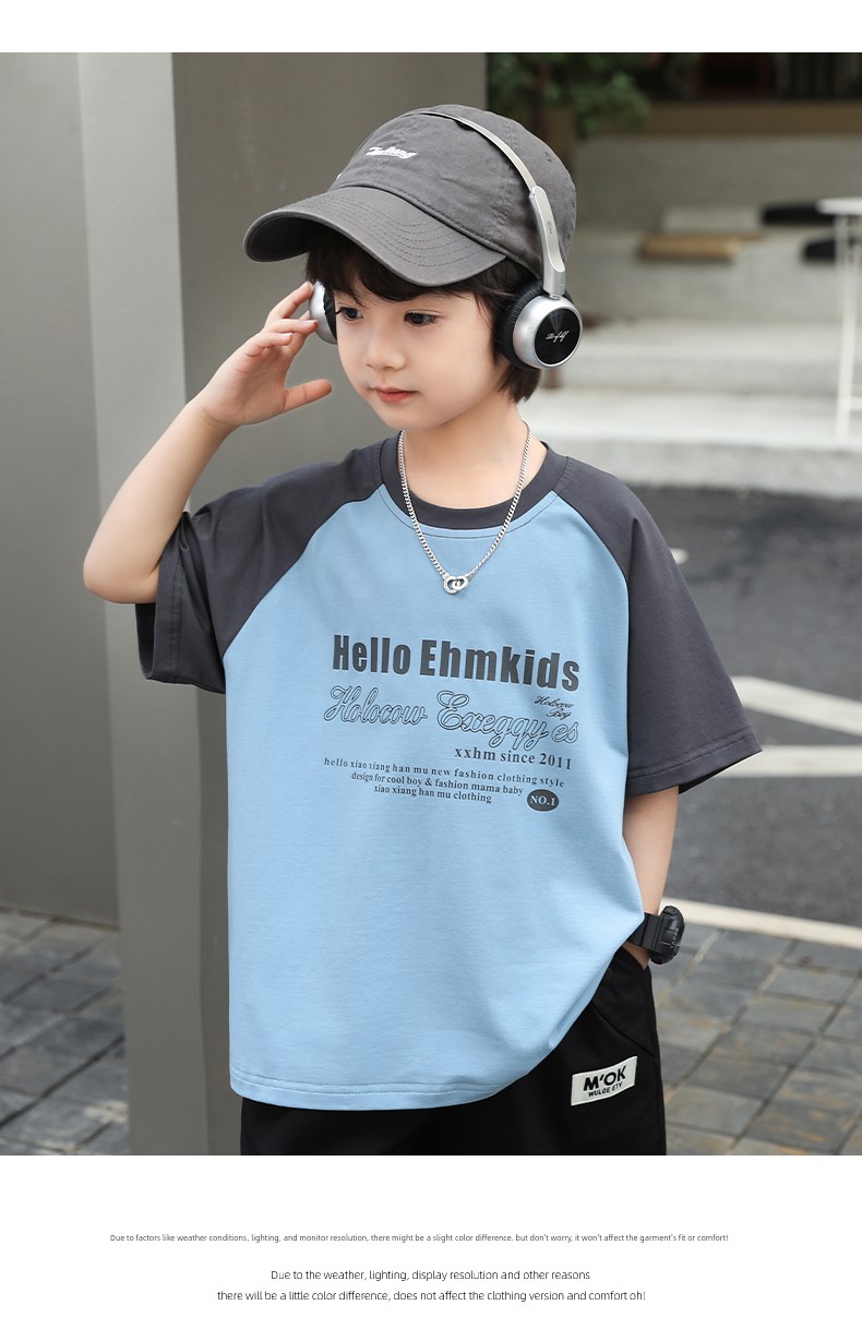 Little Elephant Ham Children's Clothing Boys' Short-Sleeve T-Shirt Patchwork Kids' Summer Half-Sleeve 2026 New Summer Cool Top — 19