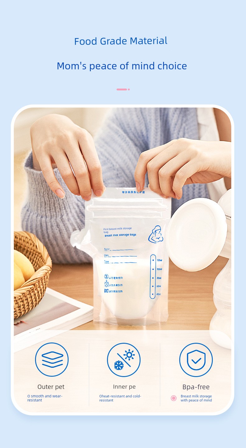 Zichu Milk Storage Bag, Refrigerator-Specific Breast Milk Preservation Bag, Small Capacity Milk Storage Bag, 120ml Freezer Bag, Fresh-Keeping Milk Bag — 6