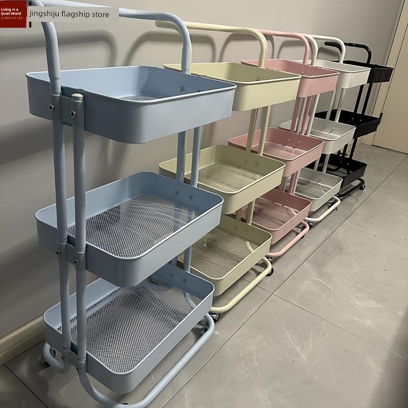 Storage Rack Trolley Bathroom Floor-Standing Multi-Layer Kitchen Mobile Snack Storage Rack Bedroom