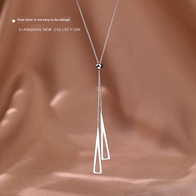 Xiangnan 925 Sterling Silver triangle have more cash than can be accounted for female Minority Necklace