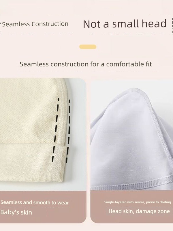 0-6 Months Baby Hat, Summer Thin Style, Single-Layer, Class A, Seamless, Lightweight, Breathable, Newborn Baby Fontanelle Protection Cap — 3