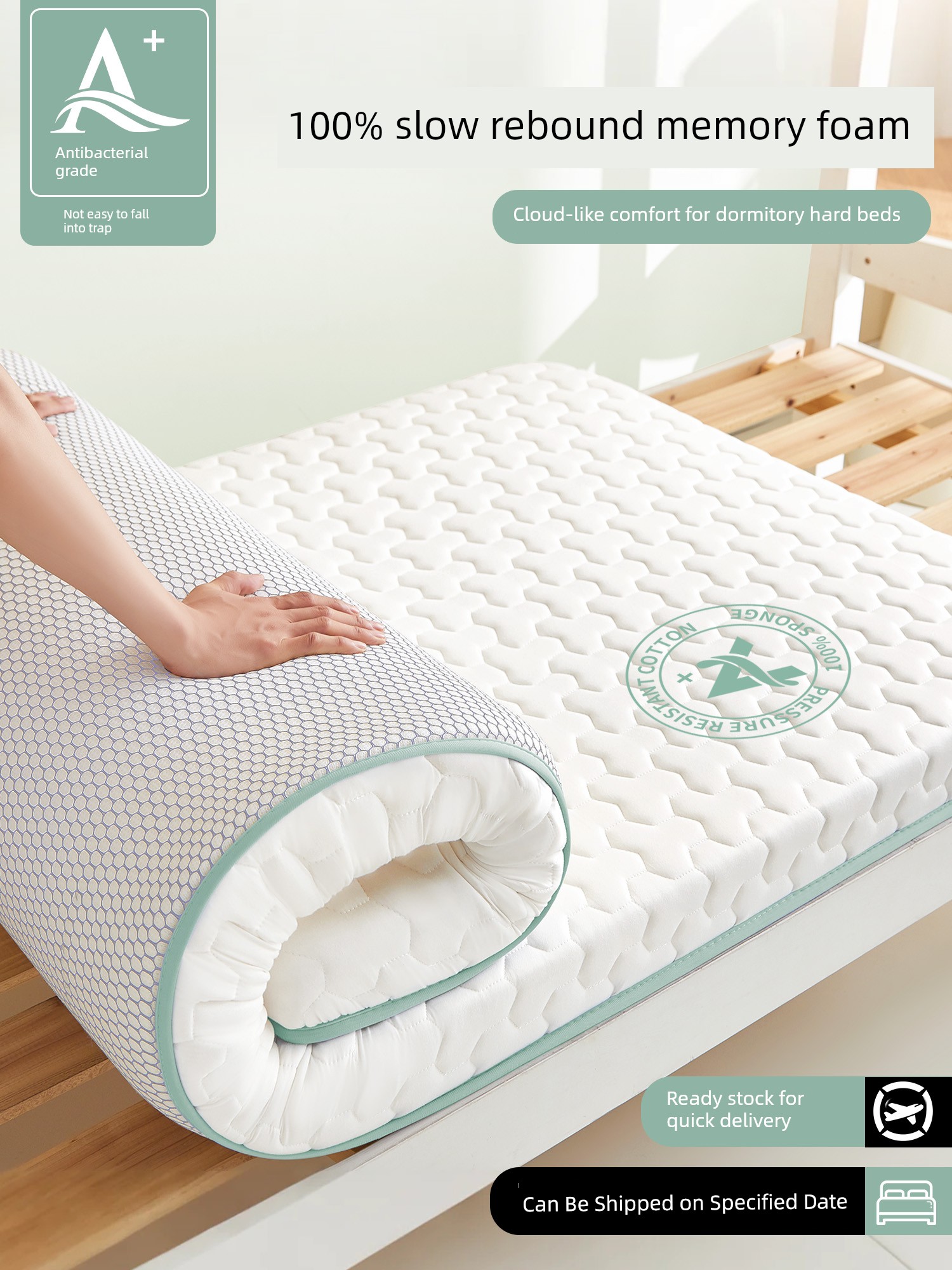 Single Latex Mattress Cover for Dormitory Students, Home Bedroom Tatami Mat, Mattress Pad, Special Soft Pad for Rental Housing