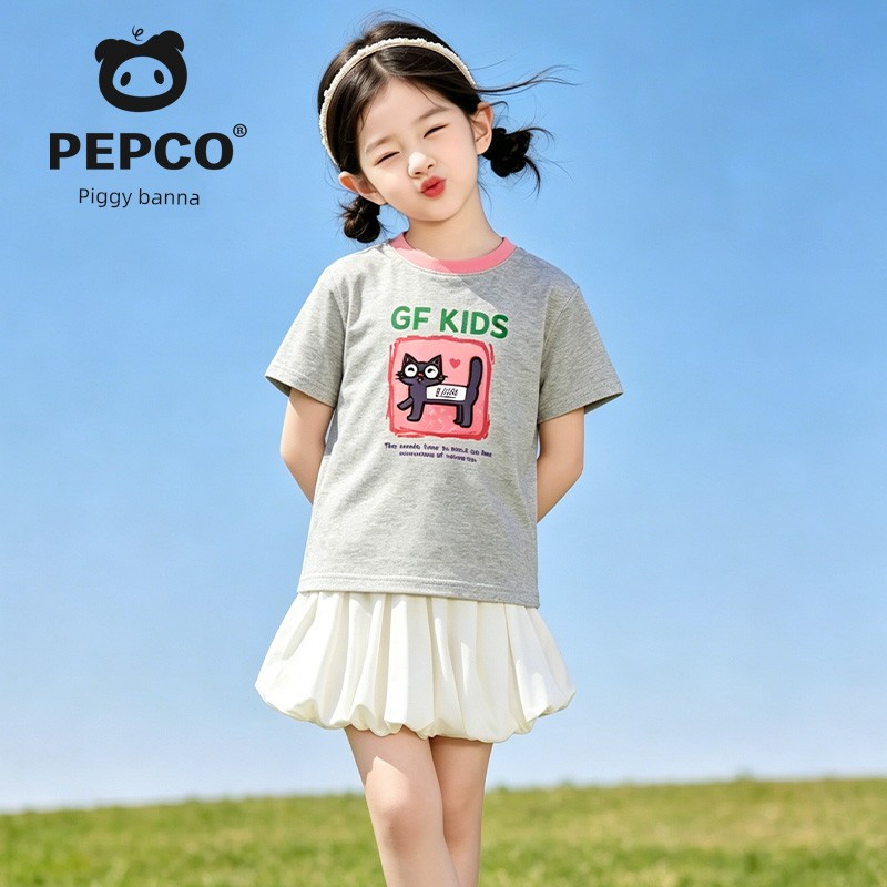 Piggy Banner Girls' Short-Sleeved T-Shirt 2026 Summer New Style Pure Cotton Half-Sleeved Kidsren's Fashionable Summer Clothing Girls' Tops W — 2