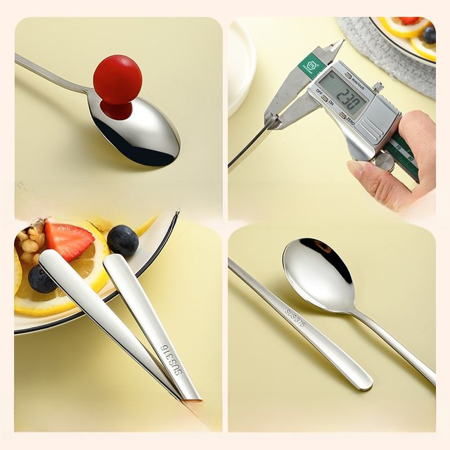 Guangyi 316 stainless steel eating spoon Korean long handle household soup spoon round spoon spoon spoon