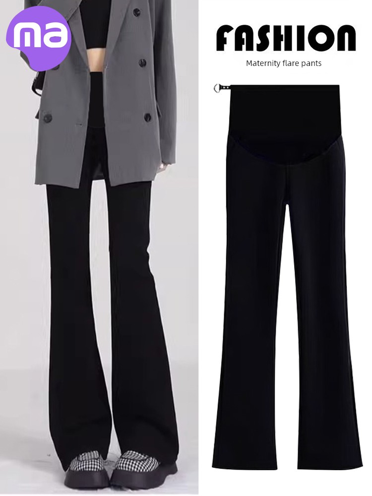 Maternity Pants for Spring and Autumn, Flared Pants for Outdoor Wear, 2026 New Style, Petite Size, Non-Tightening on the Belly, Belly Support, Fleece-Lined Winter Wear