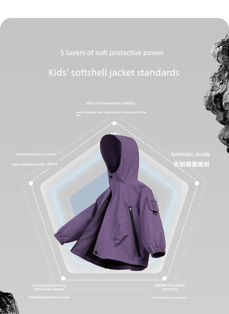 Little Elephant Ham Children's Clothing Kids' Mountain Adventure Softshell Jacket Boys' Waterproof Clothing 2026 Autumn New Trend — 7