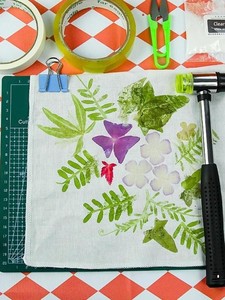 Back-To-School Season Plant Leaf Printing Materials Hammer Dyeing and Printing Tool Set Kindergarten Children DIY Square