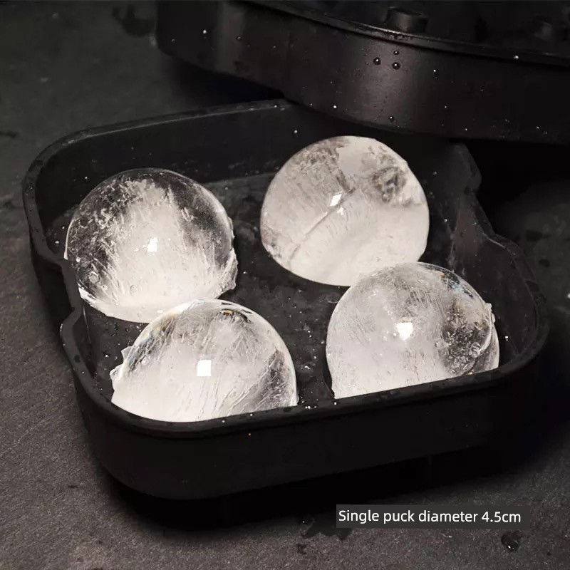 月球造型咖啡製冰塊模具 帶蓋四連冰球製冰盒 威士忌矽膠圓球冰格調酒 (5.7折)