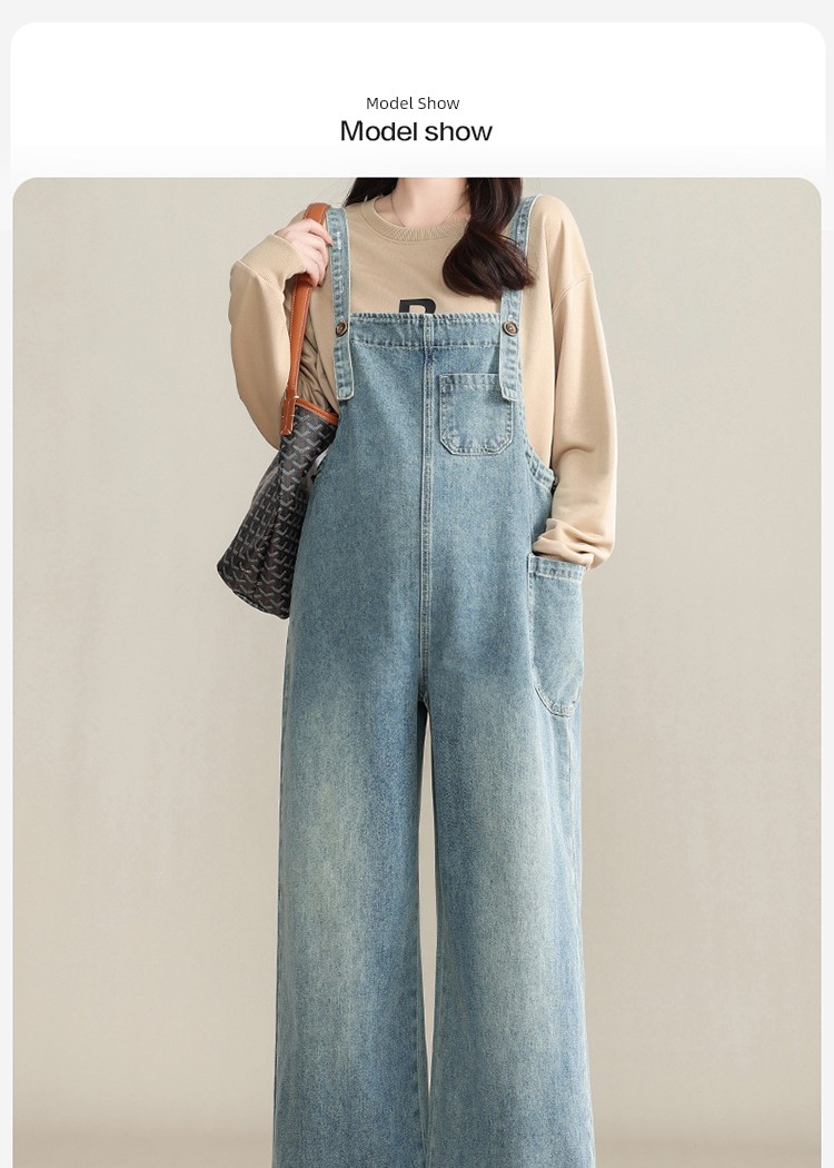 Maternity Denim Overalls That Don'T Squeeze the Belly, Loose-Fitting Plus-Size Pants for Autumn, Age-Reducing Wide-Leg Pants for Pregnant Women, Fall Wear — 18