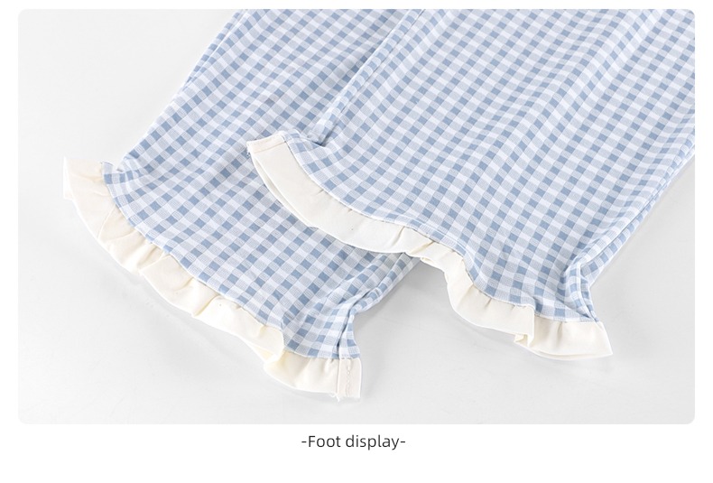 female pure cotton Fashion Plaid Two piece set autumn pajamas