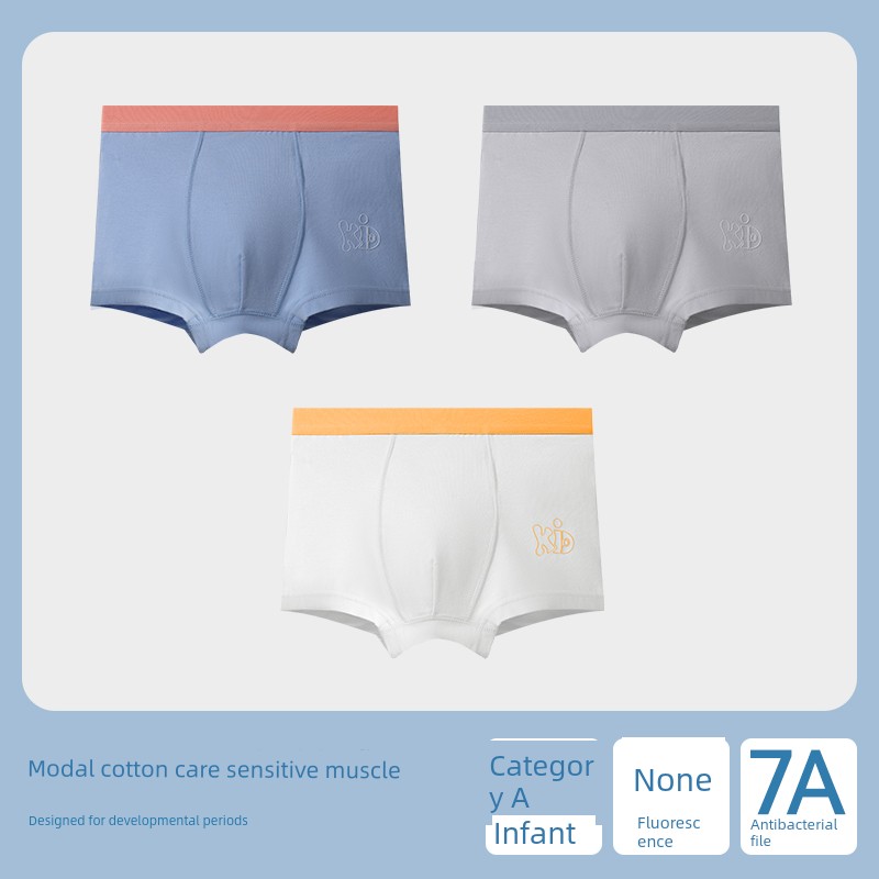 MiiOW Modal Boys' Underwear Medium and Large Size Kids Shorts Cotton Crotch Teenager Adolescence 13-Year-Old Boy Thin Boxer — 8