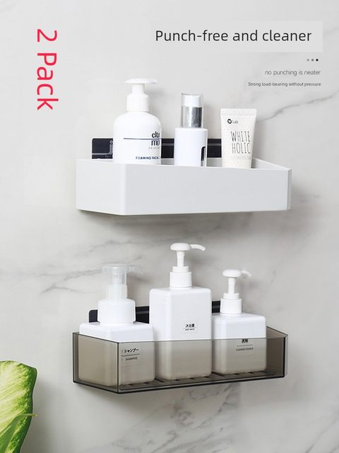 Bathroom nail-free storage rack wall-mounted storage rack without punching on the wall plastic bathroom toilet toilet toilet rack