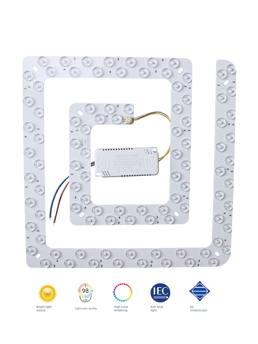 Square LED Light Wick Replacement Refill the Lamp Disc Lamp Beads with Magnet round Ceiling Lamp Accessories Transformation Three-Color Light Source