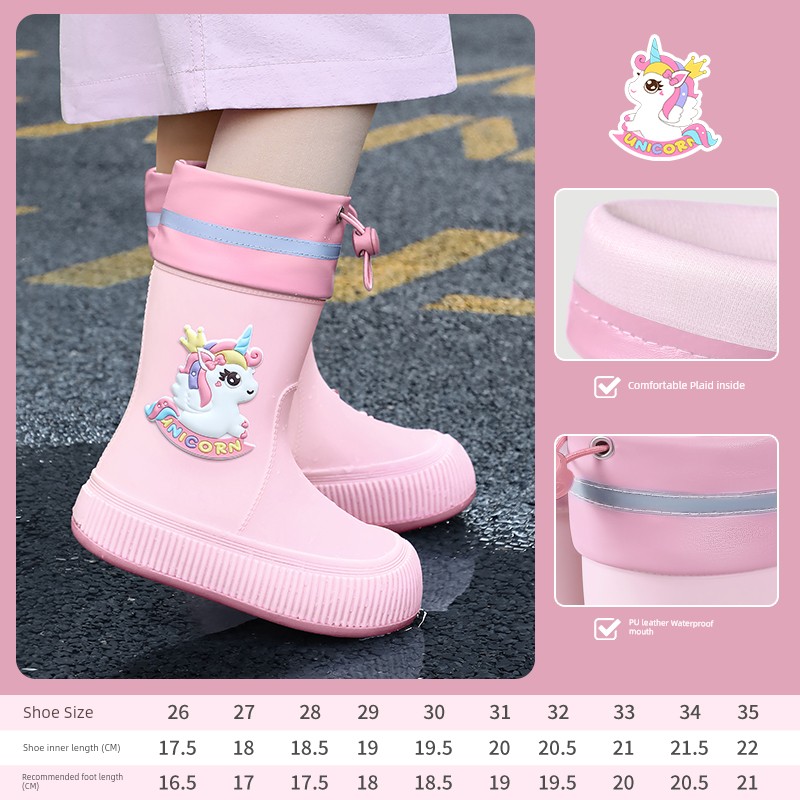 Bimeier Children's Rain Boots New Arrival Boys and Girls Non-Slip Rain Boots Child Baby School Student Only Waterproof Rain Shoes — 1