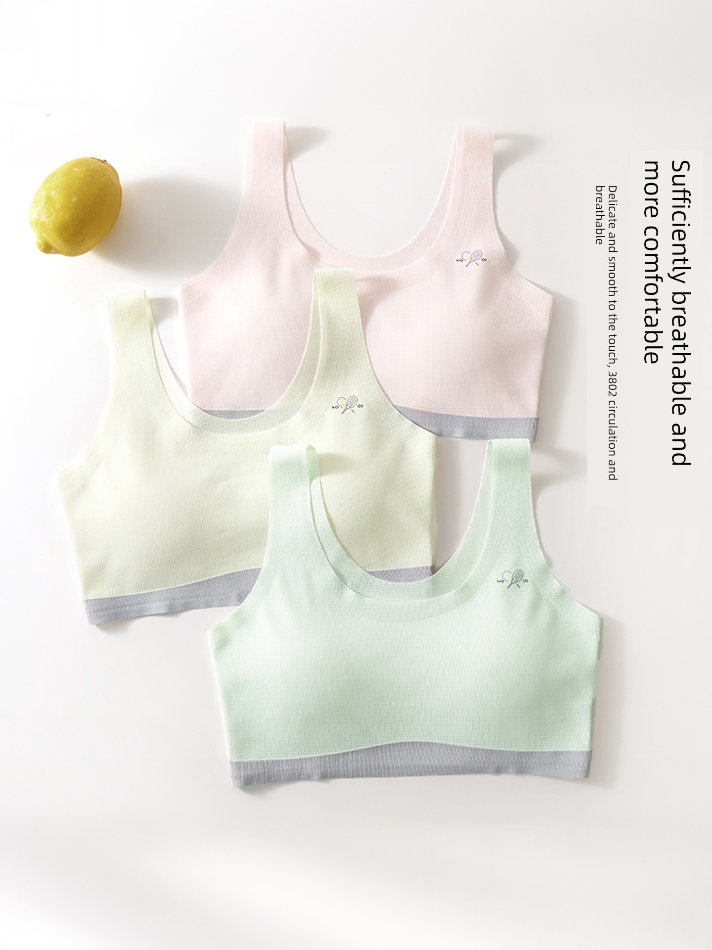Nanjiren Fixed-Cup Girls' Underwear for Development Period, Student Bras for 8-16 Years Old Adolescent Girls, Breathable Small Vest — 5