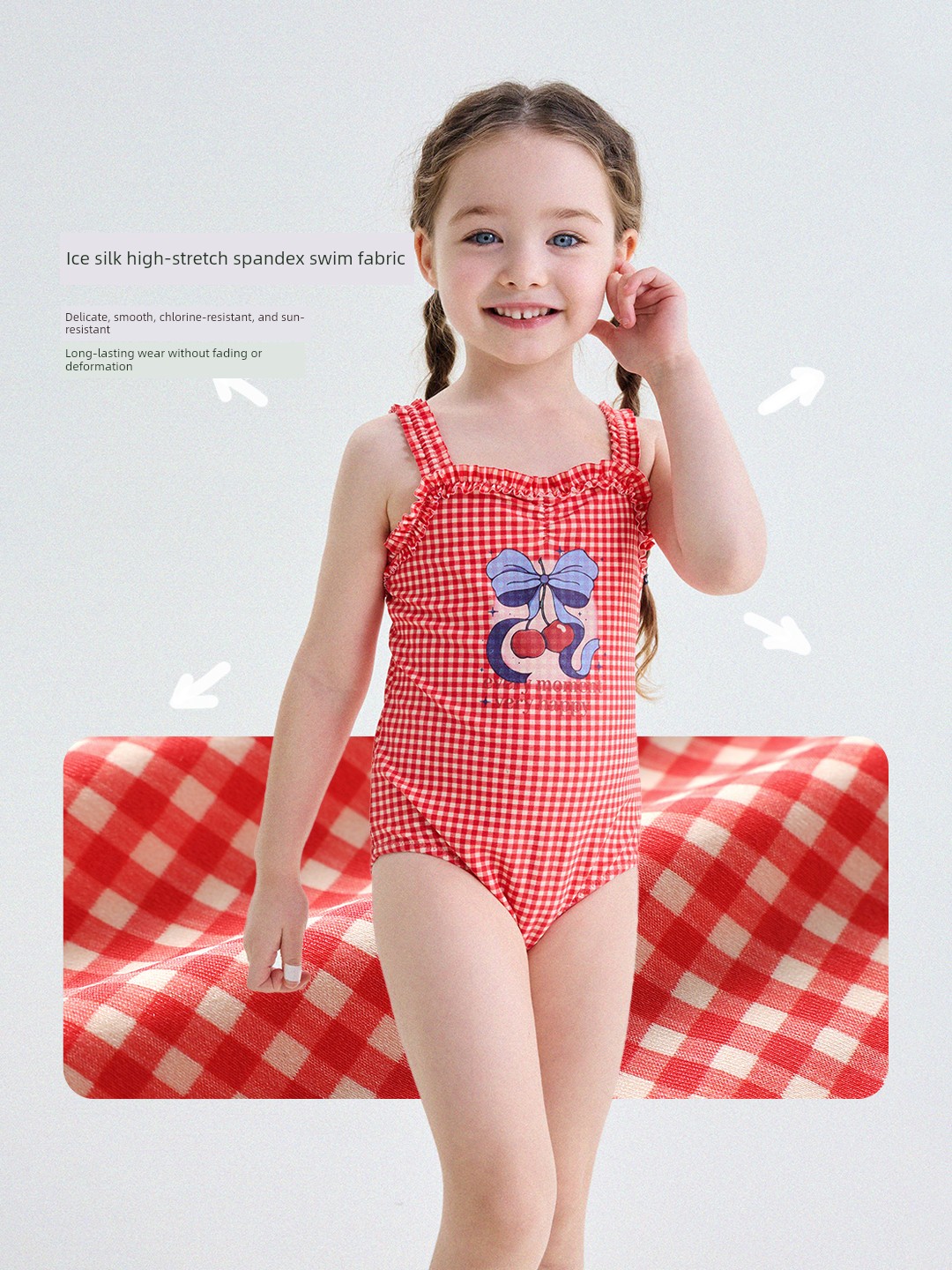 Yunerma Girls' Summer Quick-Dry Lace Swimsuit, Baby Tank Top One-Piece Swimsuit, Trendy Children's Summer Swimwear — 3