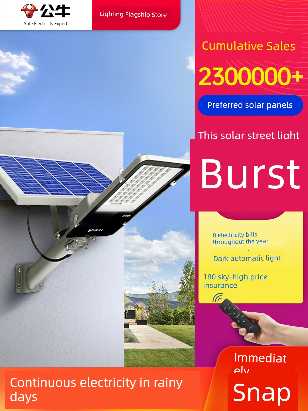 Bull Solar For Home Waterproof Sensor Outdoor Lamp