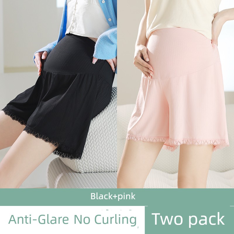 Maternity Safety Shorts with Skirt, Summer Thin Style, Loose Fit for Pregnancy, Ice Silk Shorts, Plus Size 100kg Leggings — 6