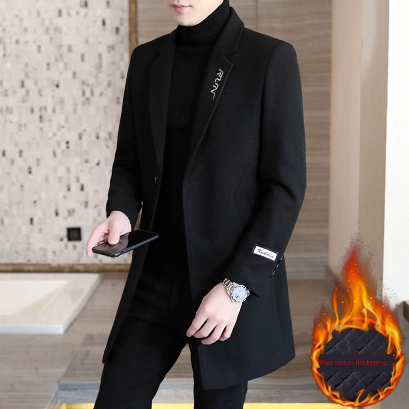 Medium and long term thickening winter man man 's suit woolen overcoat