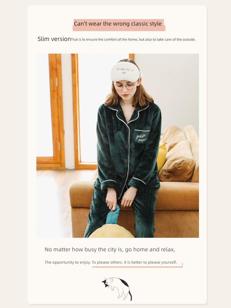 female thickening Flannel Can be worn out suit Autumn and winter pajamas