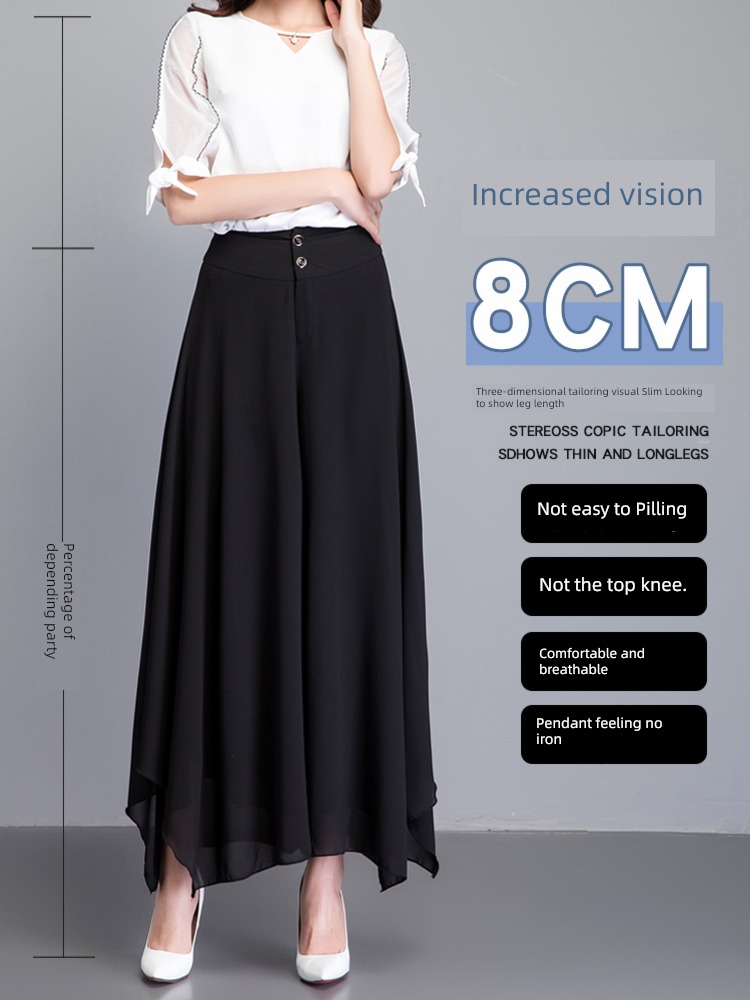 Irregular Culotte female summer The new Sagging sensation Chiffon Wide leg skirt Women Thin money Big trouser leg leisure time Ninth pants