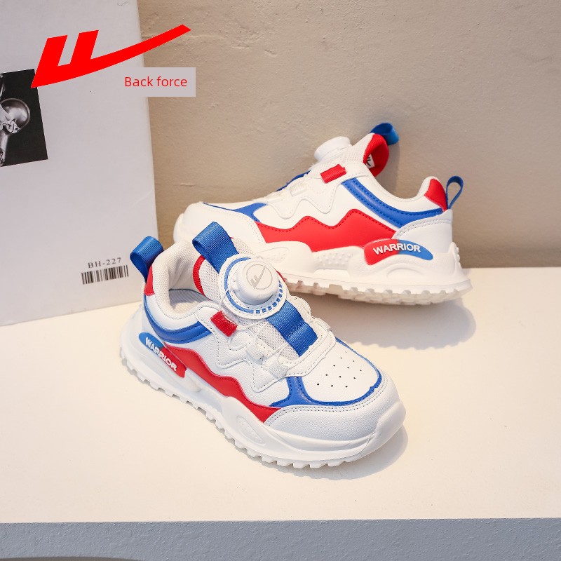 Warrior Kids Campus Rotating Buckle Breathable White Shoes — 7