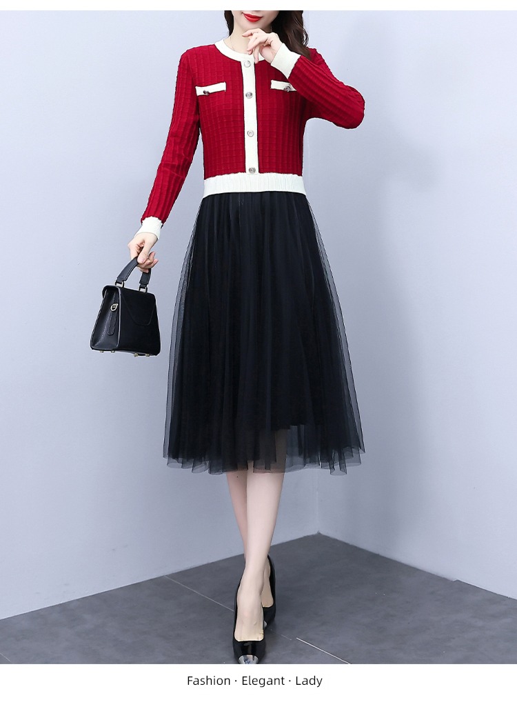 Little fragrance ma'am Autumn and winter Show thin sweater Fake two