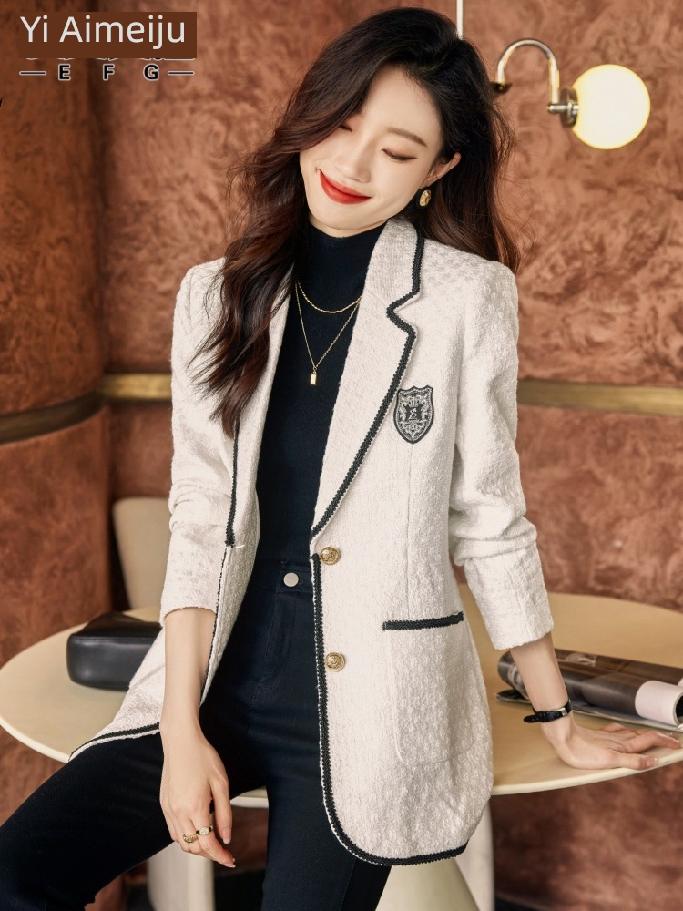 Tweed this year popular Advanced sense white suit