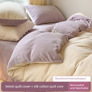 Fleece Quilt, Milk Velvet Cotton Quilt, Winter Quilt Cover, Quilt Core All-In-One Set, Winter Thickened and Warm, 10 Pou