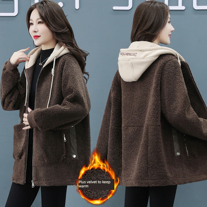 loose coat female Plush Korean version easy Fur in one loose coat