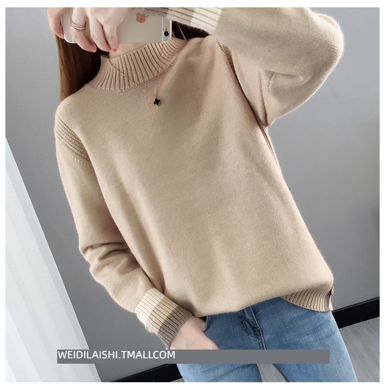 Half high collar easy Plush thickening knitting ma'am sweater