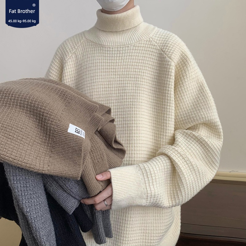 Chubby brother High collar sweater male winter 2022 new pattern solar system Lazy wind Sweater Big size easy Thread clothes loose coat