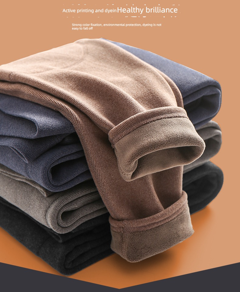 winter man Warm pants Plush thickening Cashmere kneepad Lay a foundation Interpenetrating Derong Self heating Autumn trousers northeast cotton-padded trousers