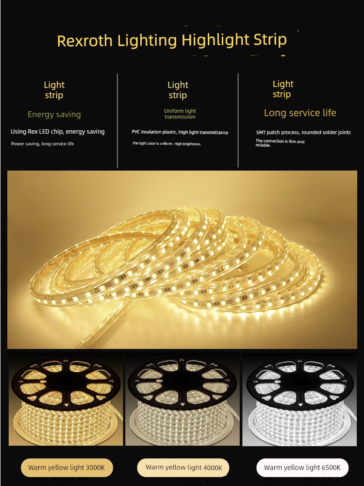 NVC Lighting LED Light Strip For Home Super Bright Living Room Ceiling Decorative Light Bar Corridor Highlight 220V Waterproof 5050
