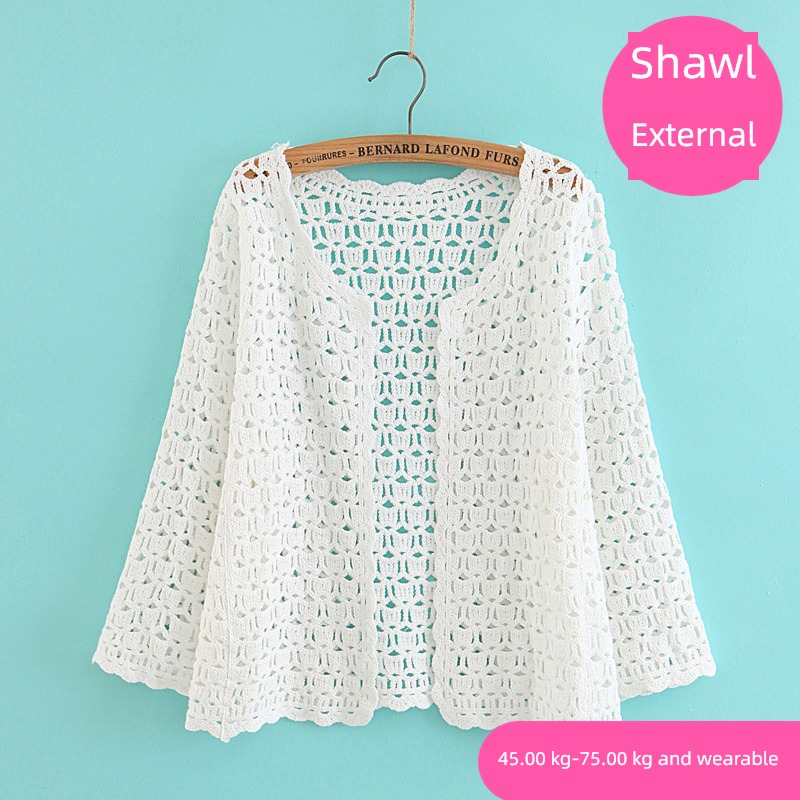 Hollow out crochet have cash less than that is registered in the accounts Sunscreen Cardigan With skirt cheongsam