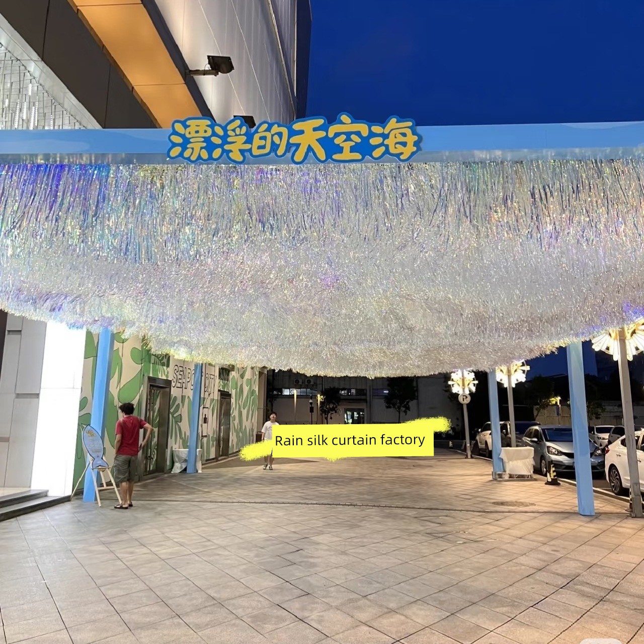 Colorful Tassel Laser Rain Curtain, Galaxy Sky Curtain, Wind-Swept Gauze Curtain, Commercial Street Scenic Spot, Popular Photo Spot, Outdoor Decoration