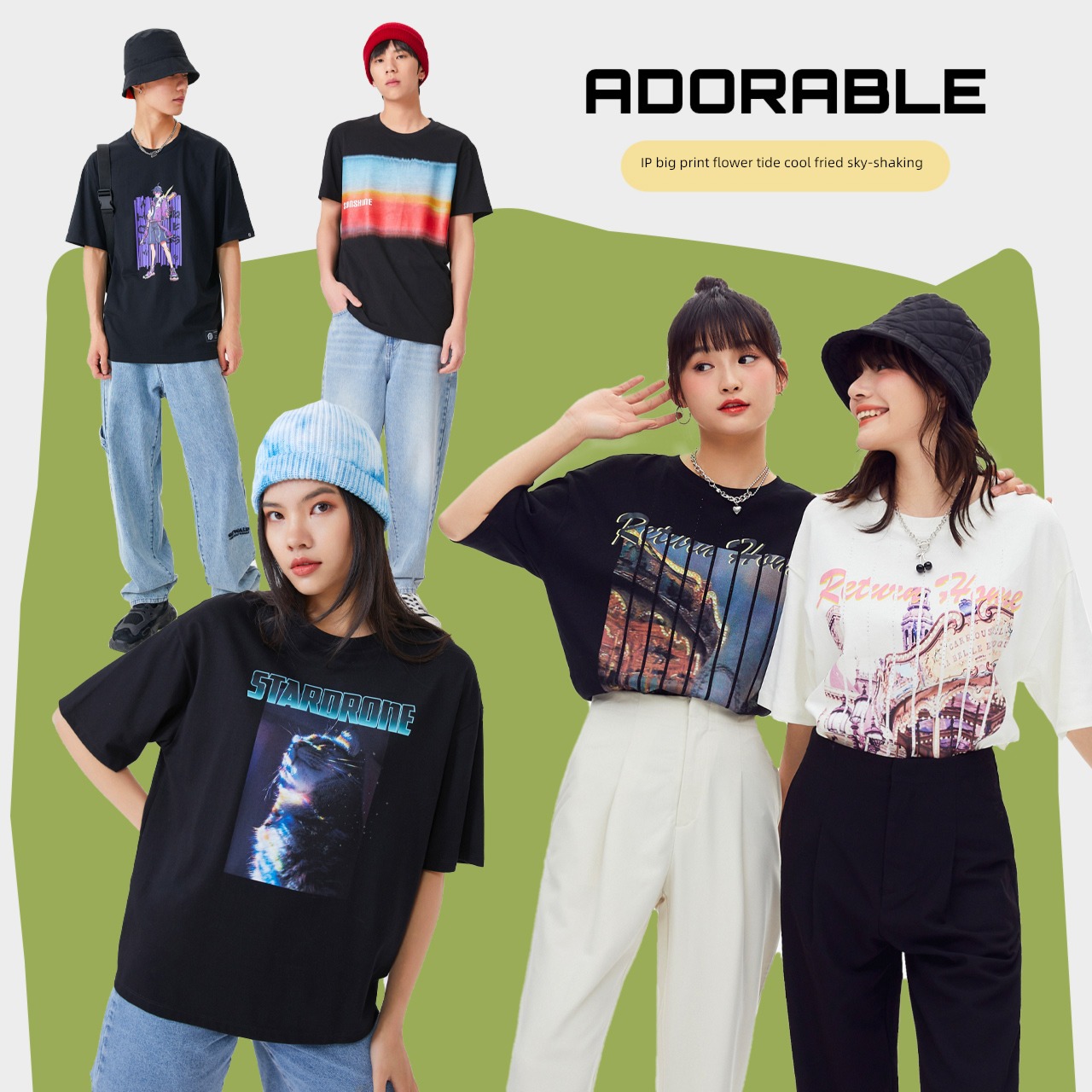 Mets bonway Versatile Couples dress Short sleeve T-shirt