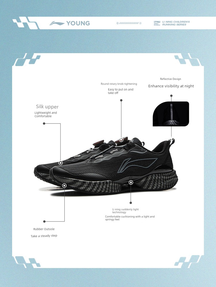 Li Ning Kidsren's Sports Shoes for Boys 2026 Autum New Model for Teenagers and Middle School Students Ultra-Light 22-Button Professional Running Shoes — 25