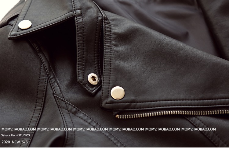 spring and autumn Korean version Lapel Locomotive clothes have cash less than that is registered in the accounts ma'am leather clothing