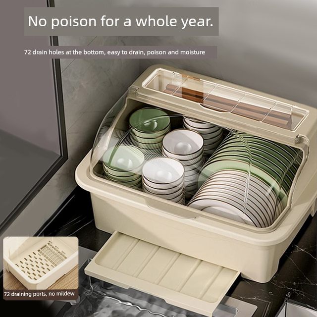 Miniso bowls, chopsticks, tableware storage box, bowls, plates, storage rack, bowls, plates, boxes, drain kitchen cabinet storage rack