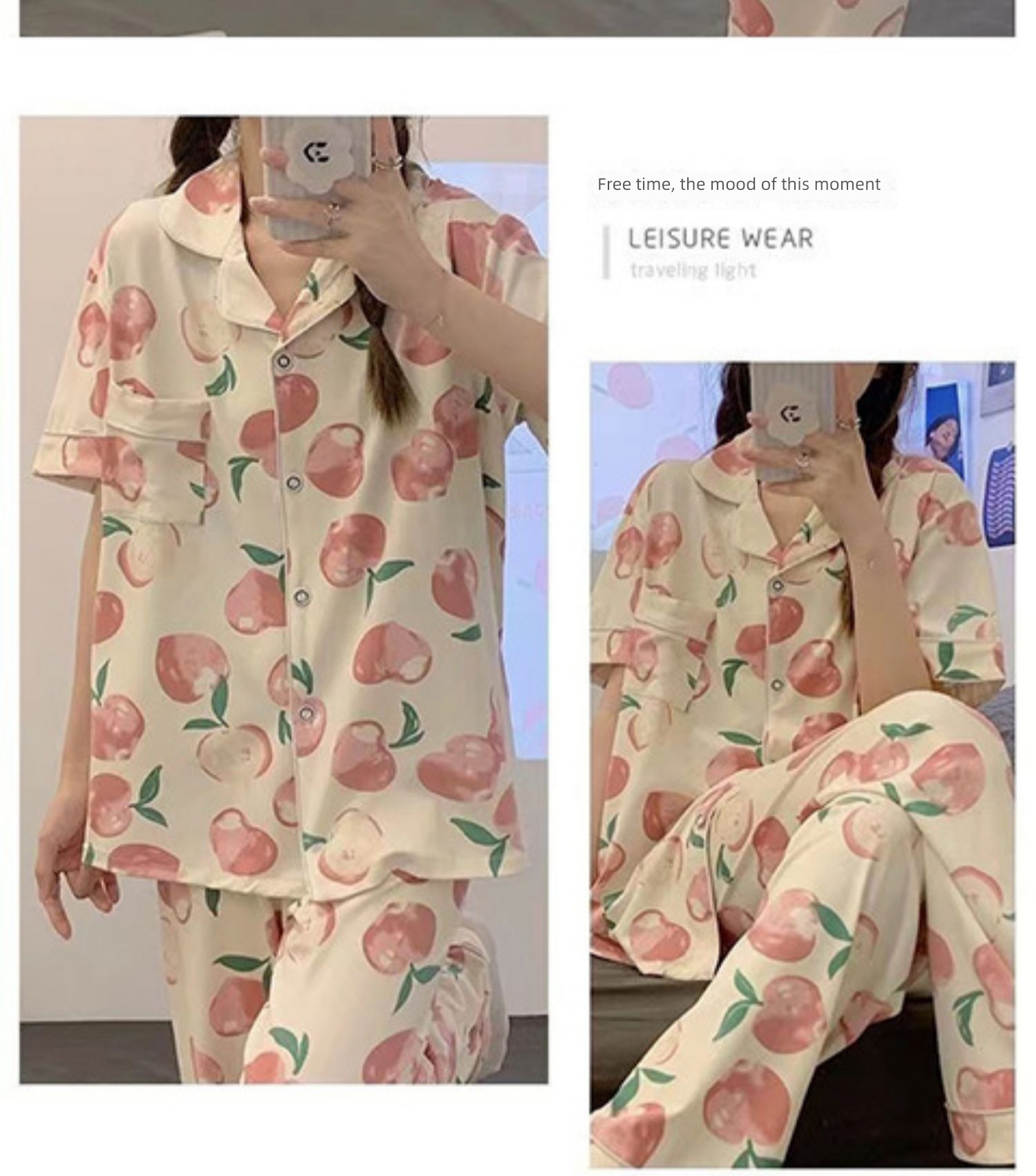 like a breath of fresh air schoolgirl Short sleeve trousers Thin cardigan pajamas