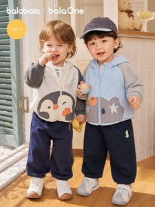Balabala Kidsren's Clothing Kidsren's Baby Jackets Boys and Girls Tops Baby Clothes 2026 Autumn Clothing Kidsren's Sweat