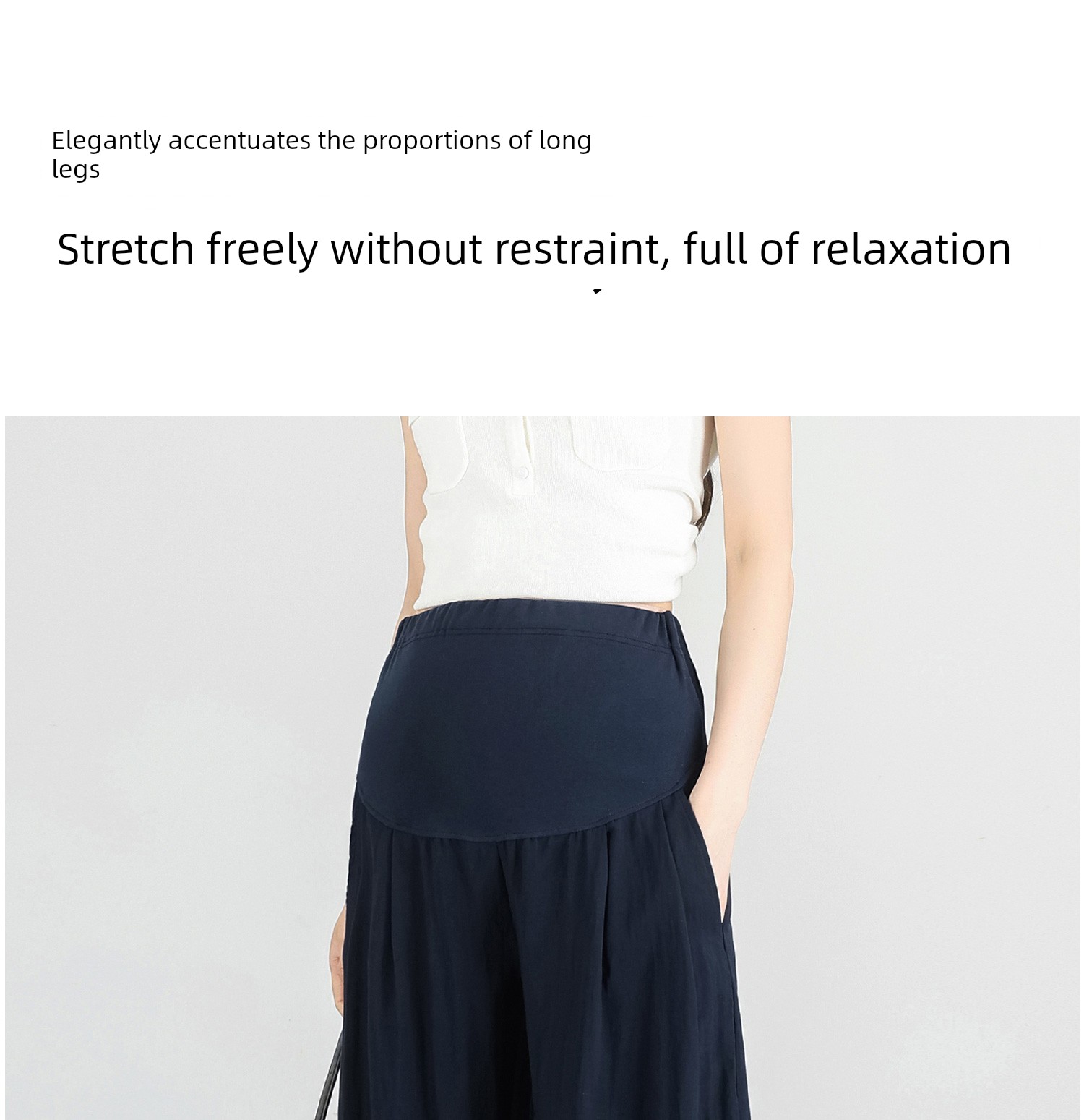 Maternity Premium Wide-Leg Pants Summer Thin Lyocell Cool Linen Casual Pants Ice Silk Draped Maternity Trousers — 20